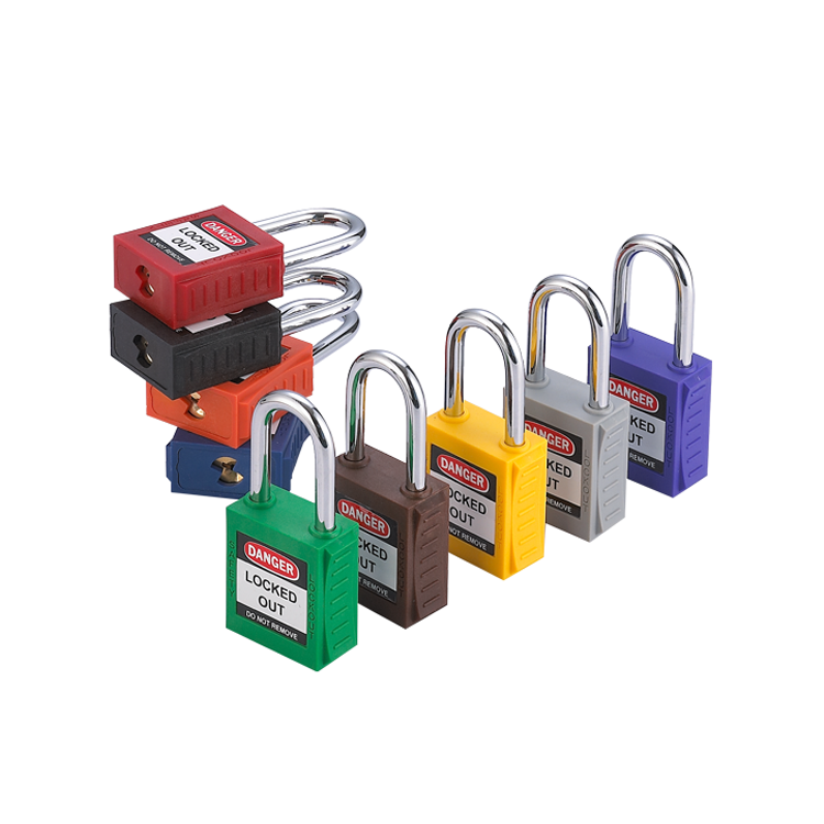 High Quality Non Conductive Durable 38mm Steel Shackle Best Safety Plastic Padlock