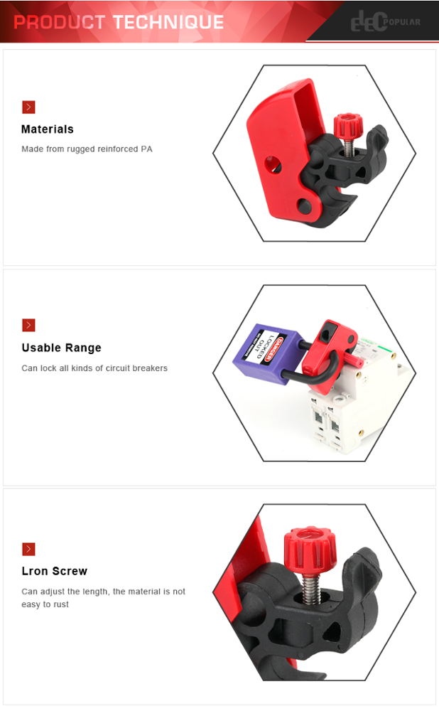 Widely Used Safety Nylon Material Electrical Mini Circuit Breaker Lockout